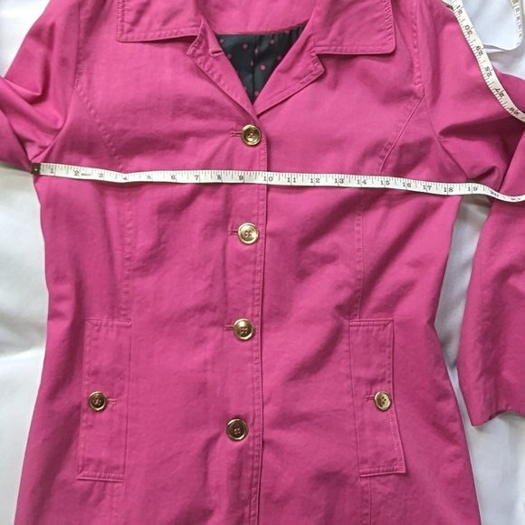 Petite lightweight pink spring trench coat with gold buttons size 4 Cleo GUC - Picture 4 of 10